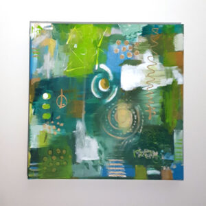 Schilderij groen-goud